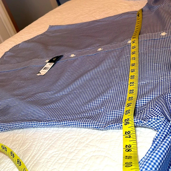 NWT LRL Cotton Dress Shirt Long Sleeve Men's 16.5 34/35 Blue White Check Preppy - Picture 9 of 16